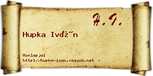 Hupka Iván névjegykártya