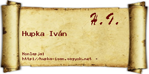 Hupka Iván névjegykártya